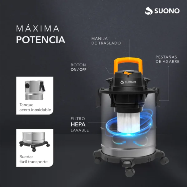 Aspiradora Industrial Suono 15L 1300W